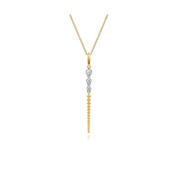 14K White & Yellow Gold Bujukan and Diamond Drop Necklace Gray's Jewelers Bespoke Saint James, NY