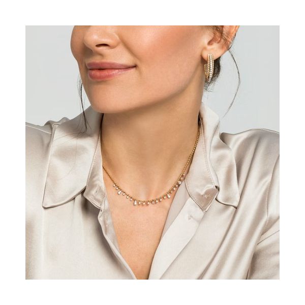 14K White and Yellow Gold Diamond Layered Droplet Bujukan Necklace Image 3 Gray's Jewelers Bespoke Saint James, NY