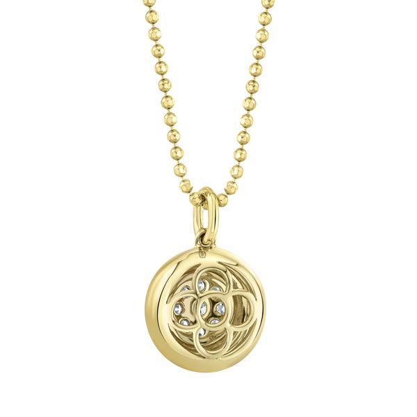 14K Yellow Gold Diamond Circle Faceted Ball Chain Necklace Image 2 Gray's Jewelers Bespoke Saint James, NY