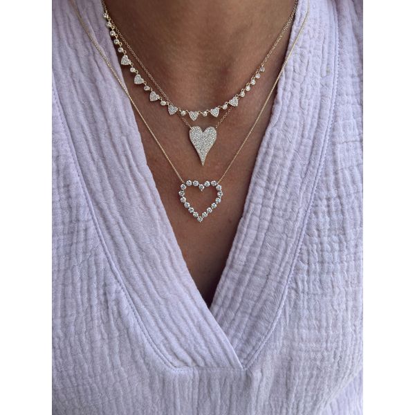 14K Yellow Gold Diamond Pave Heart Pendant Necklace Image 2 Gray's Jewelers Bespoke Saint James, NY