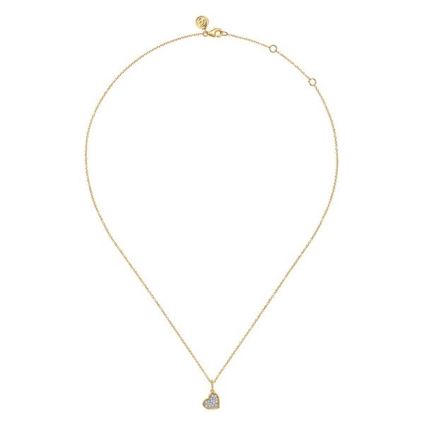 14K White & Yellow Gold Bujukan and Diamond Pave Heart Pendant Necklace Image 2 Gray's Jewelers Bespoke Saint James, NY