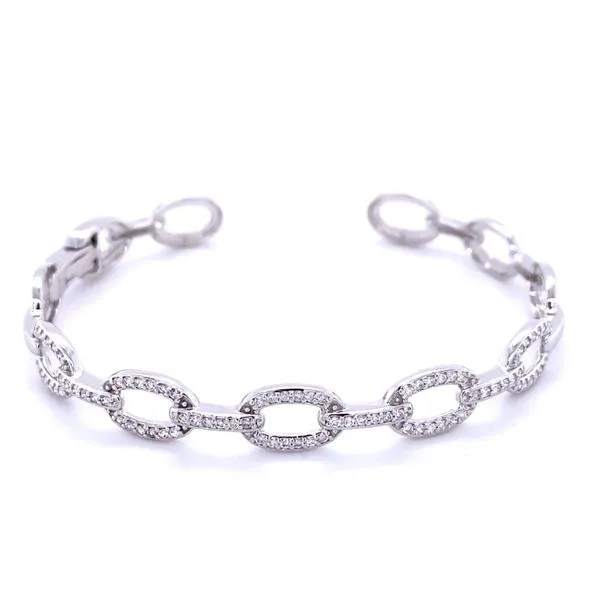 14K White Gold Diamond Loop Bangle Gray's Jewelers Bespoke Saint James, NY