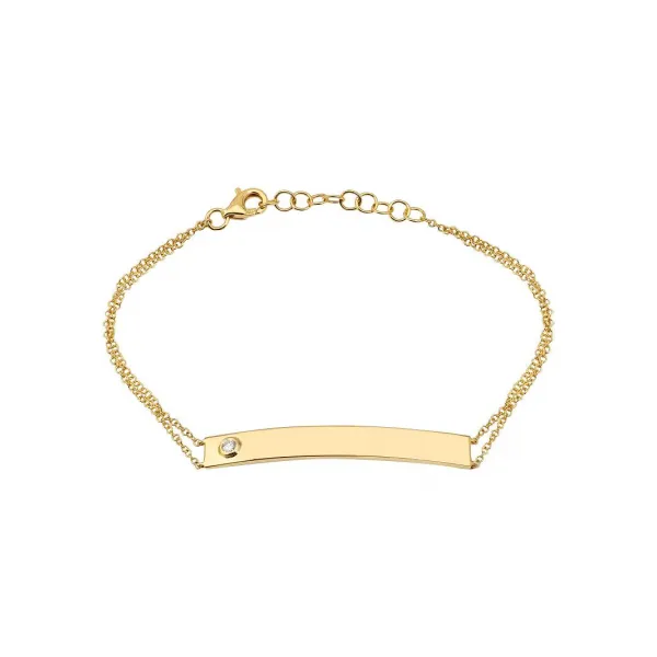 14k Yellow Gold Identification Bracelet With Diamond Gray's Jewelers Bespoke Saint James, NY