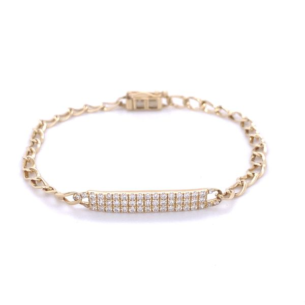 14k Yellow Gold Diamond Bar Bracelet Pave set 0.50 Total Diamond Carat Weight Gray's Jewelers Bespoke Saint James, NY