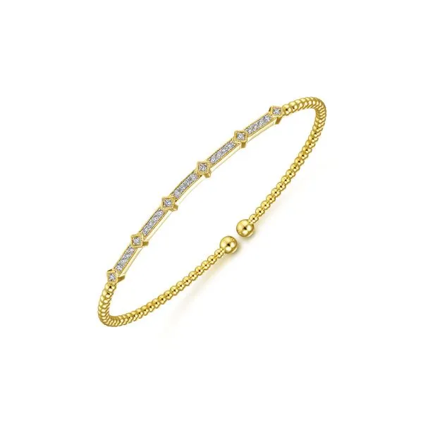 14K Yellow Gold Bujukan Cuff Bracelet with Diamonds Image 2 Gray's Jewelers Bespoke Saint James, NY
