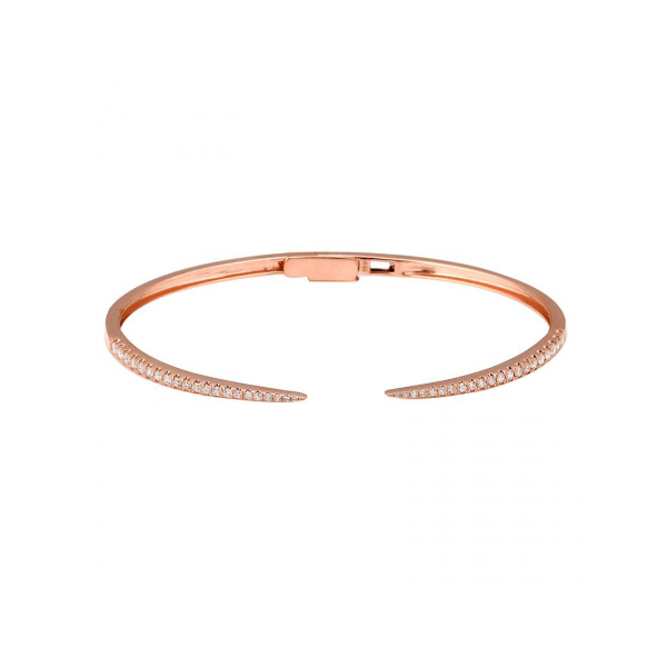 14k Rose Gold Diamond Claw Bangle Bracelet 0.44 Total Diamond Carat Weight Gray's Jewelers Bespoke Saint James, NY