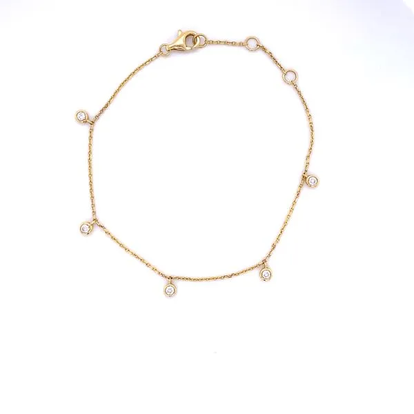 14K YELLOW GOLD CABLE BRACELET WITH 5 BEZEL SET DIAMONDS Gray's Jewelers Bespoke Saint James, NY