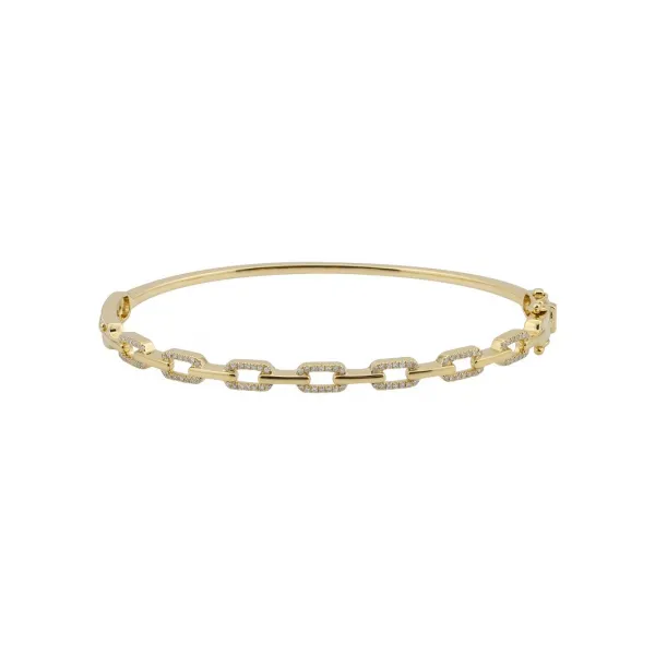 14k Yellow Gold Diamond Link Style Bangle Bracelet Gray's Jewelers Bespoke Saint James, NY
