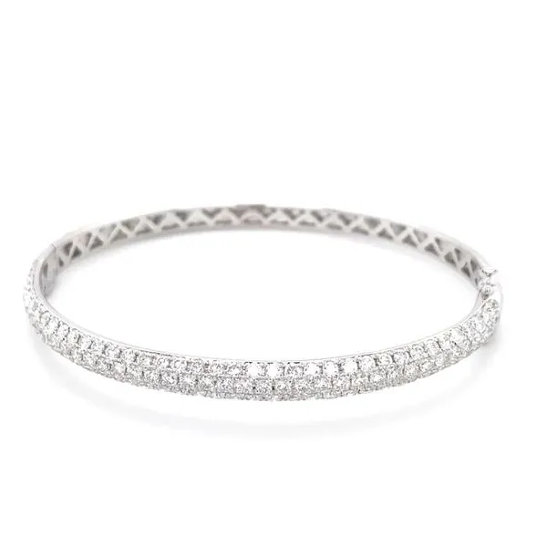 18k White Gold Pave Diamond Bangle Bracelet Gray's Jewelers Bespoke Saint James, NY