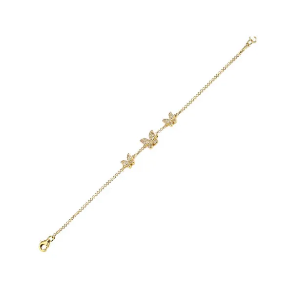 14k Yellow Gold Diamond Butterfly Bracelet 6 + 1