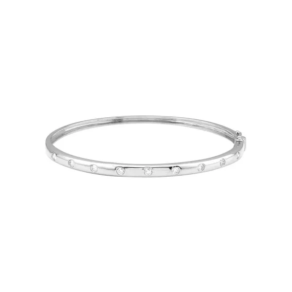 14k White Gold Diamond Bangle Gray's Jewelers Bespoke Saint James, NY