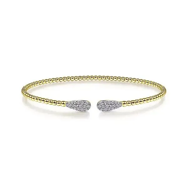 14K Yellow Gold Bujukan Diamond Teardrops Bangle Gray's Jewelers Bespoke Saint James, NY