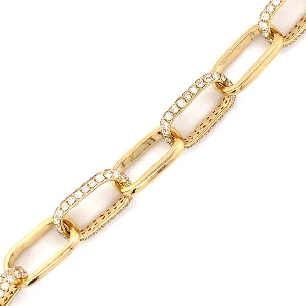 18K Yellow Gold and Diamond Link Bracelet Gray's Jewelers Bespoke Saint James, NY