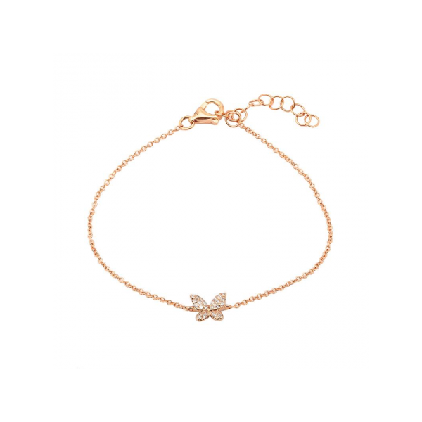 14k Rose Gold Butterfly Diamond Bracelet Gray's Jewelers Bespoke Saint James, NY