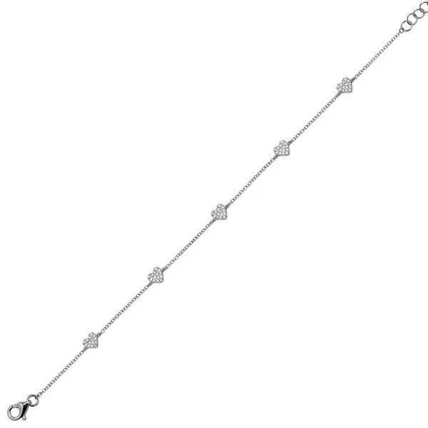 14K White Gold Diamond Heart Bracelet Gray's Jewelers Bespoke Saint James, NY