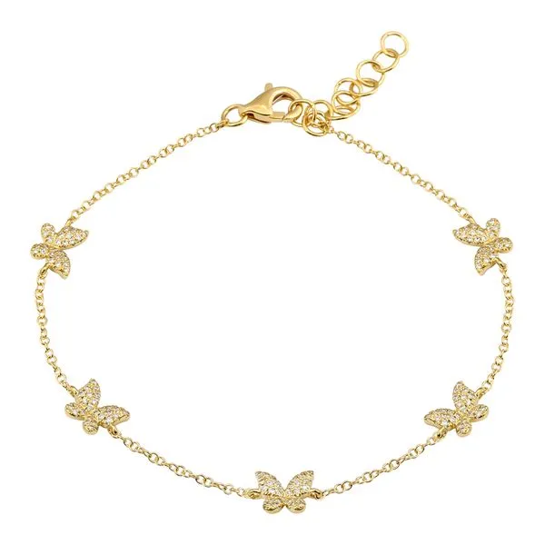 14k Yellow Gold Butterfly Diamond Bracelet Gray's Jewelers Bespoke Saint James, NY