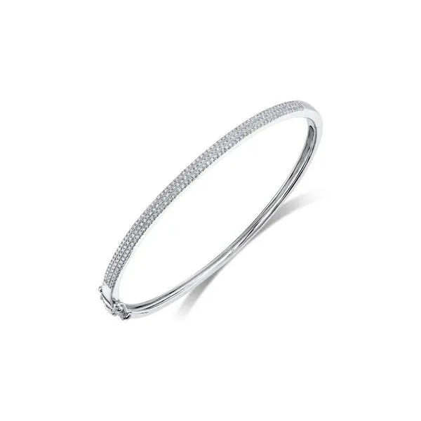 14K White Gold Diamond Pave Bangle Bracelet Image 2 Gray's Jewelers Bespoke Saint James, NY