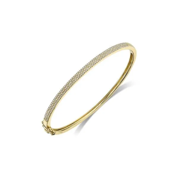 14K Yellow Gold Diamond Pave Bangle Bracelet Image 2 Gray's Jewelers Bespoke Saint James, NY