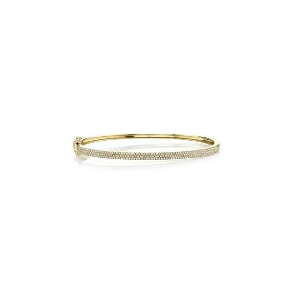 14K Yellow Gold Diamond Pave Bangle Bracelet Gray's Jewelers Bespoke Saint James, NY