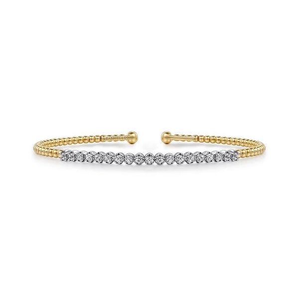 14K White-Yellow Gold Bujukan Diamond Cuff Bracelet Gray's Jewelers Bespoke Saint James, NY