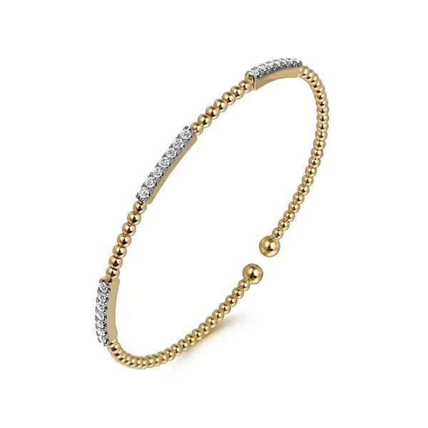 14K Yellow Gold Bujukan Diamond Stations Bangle Image 2 Gray's Jewelers Bespoke Saint James, NY