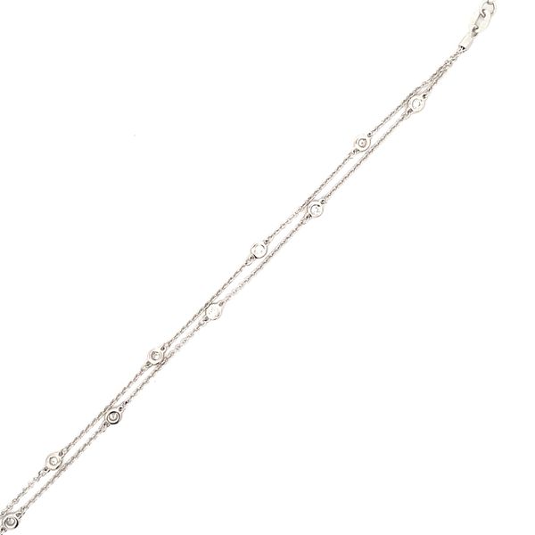 14K White Gold Bezel Set Diamond Station Bracelet Gray's Jewelers Bespoke Saint James, NY