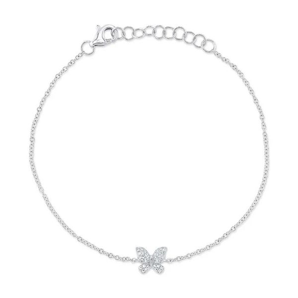 14K White Gold Diamond Butterfly Bracelet Gray's Jewelers Bespoke Saint James, NY