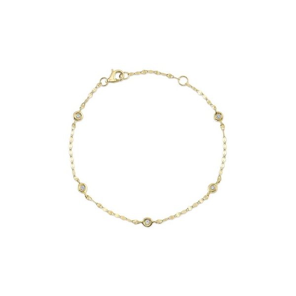 14K Yellow Gold Diamond by the Yard Bracelet on Oval Mirror Chain Gray's Jewelers Bespoke Saint James, NY