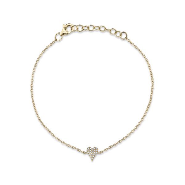 14K YELLOW GOLD DIAMOND PAVE HEART BRACELET Gray's Jewelers Bespoke Saint James, NY