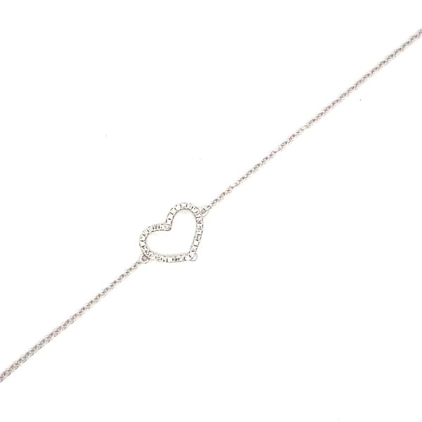 14K White Gold Diamond Heart Bracelet Gray's Jewelers Bespoke Saint James, NY