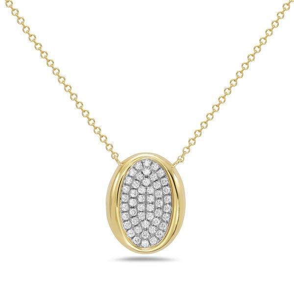 14K Yellow Gold Oval Diamond Necklace Gray's Jewelers Bespoke Saint James, NY