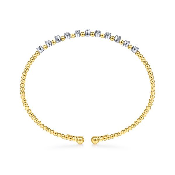 14K White-Yellow Gold Bujukan Diamond Split Bangle Image 2 Gray's Jewelers Bespoke Saint James, NY