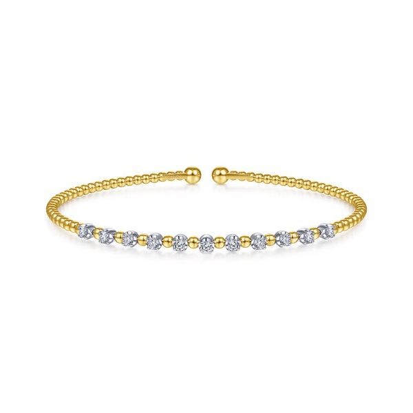 14K White-Yellow Gold Bujukan Diamond Split Bangle Gray's Jewelers Bespoke Saint James, NY
