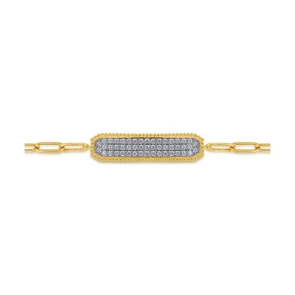 14K Yellow Gold Diamond Bar Chain Bracelet Image 2 Gray's Jewelers Bespoke Saint James, NY