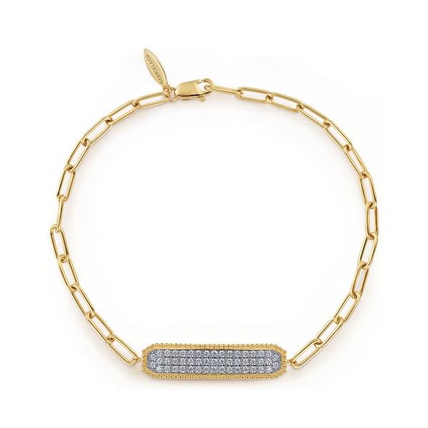 14K Yellow Gold Diamond Bar Chain Bracelet Gray's Jewelers Bespoke Saint James, NY