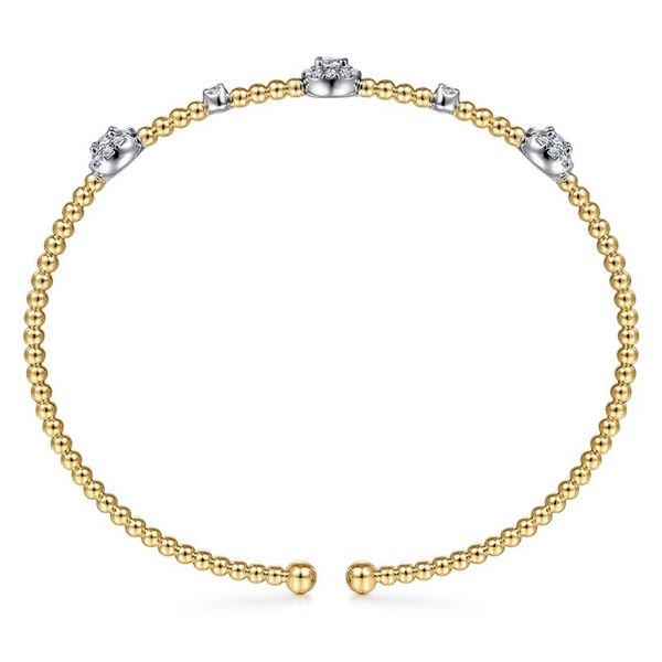 14K White-Yellow Gold Bujukan Diamond Cluster Stations Bangle Image 3 Gray's Jewelers Bespoke Saint James, NY