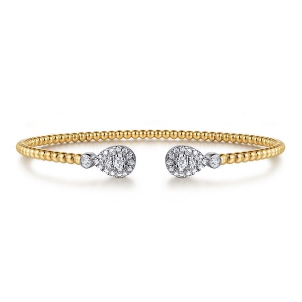 14K White and Yellow Gold Diamond Bujukan Bangle Gray's Jewelers Bespoke Saint James, NY