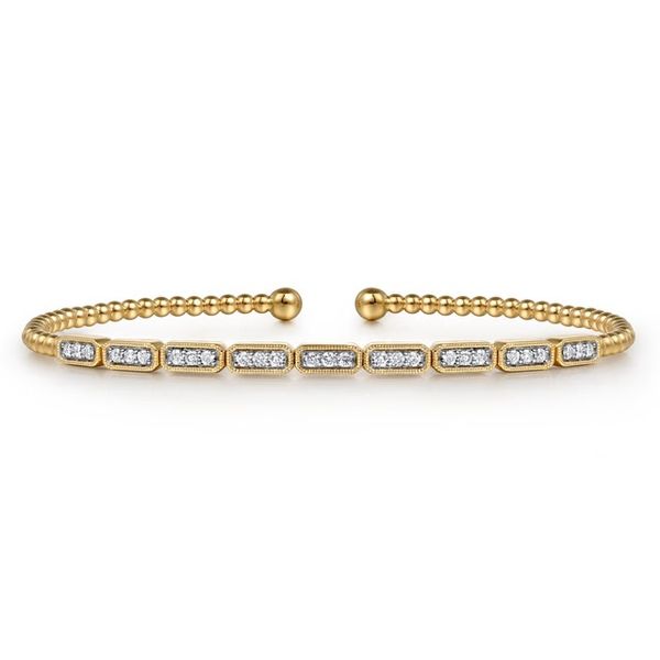 14K Yellow Gold Diamond Bangle Gray's Jewelers Bespoke Saint James, NY