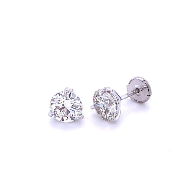 14k White Gold Lab Grown Diamond Stud Earrings 4.11 Total Diamond Carat Weight Martini Settings Gray's Jewelers Bespoke Saint James, NY