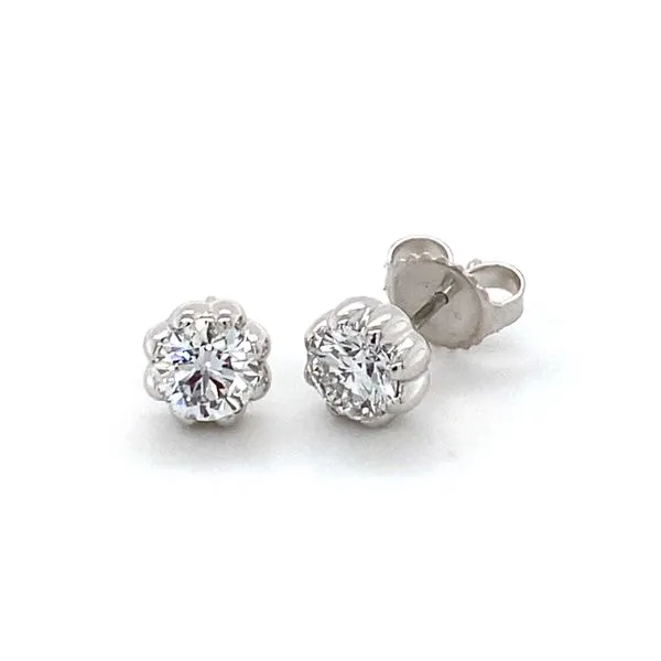 14K White Gold Lab Grown Diamond Flower Set Earrings Gray's Jewelers Bespoke Saint James, NY