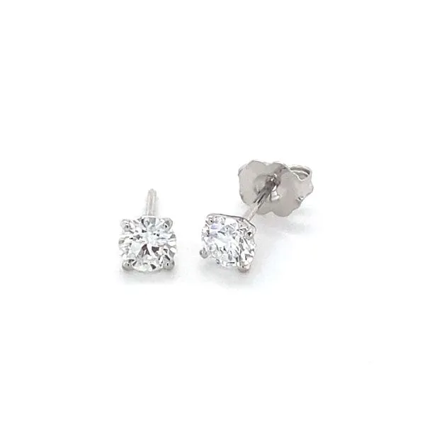 14k White Gold 0.80 Total Lab Grown Diamond Weight Stud Earrings in Martini Settings Gray's Jewelers Bespoke Saint James, NY