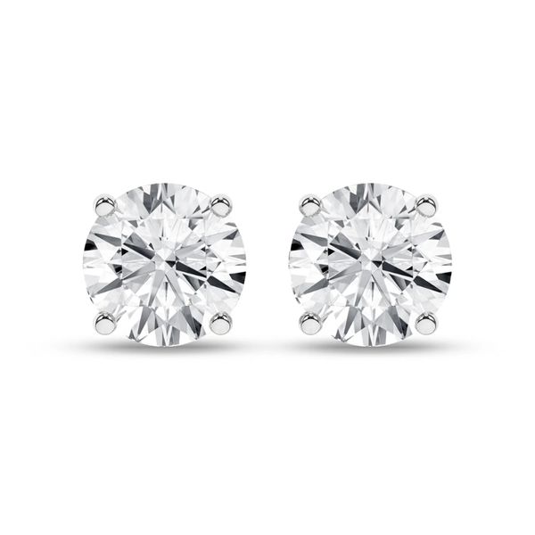 14K White Gold Lab Grown Diamond Solitaire Stud Earrings Image 2 Gray's Jewelers Bespoke Saint James, NY