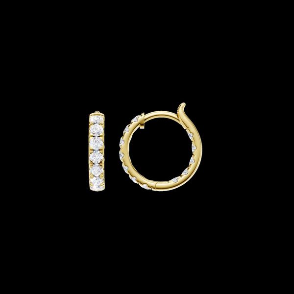 14K Yellow Gold Lab Grown Diamond Inside-Out Huggie Earrings Image 2 Gray's Jewelers Bespoke Saint James, NY