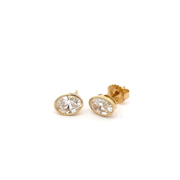 14K Yellow Gold Lab Grown Diamond Oval Bezel Set Earrings Gray's Jewelers Bespoke Saint James, NY