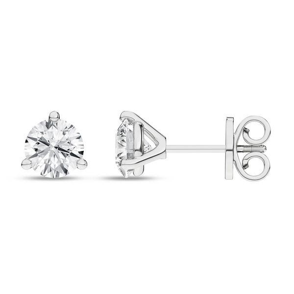 14K White Gold Lab Grown Diamond 3-Prong Martini Solitaire Stud Earrings Image 2 Gray's Jewelers Bespoke Saint James, NY