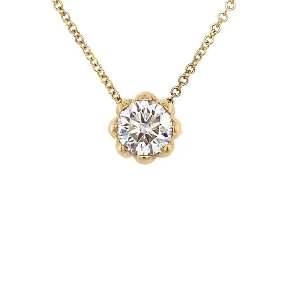 14K Yellow Gold Lab Grown Diamond Flower Set Necklace Gray's Jewelers Bespoke Saint James, NY