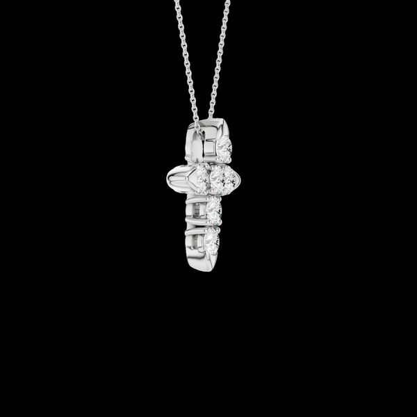 14K White Gold Lab Grown Diamond Cross Pendant Image 2 Gray's Jewelers Bespoke Saint James, NY