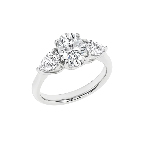 Platinum Lab Grown Diamond Oval and Pear Shape Ring Gray's Jewelers Bespoke Saint James, NY