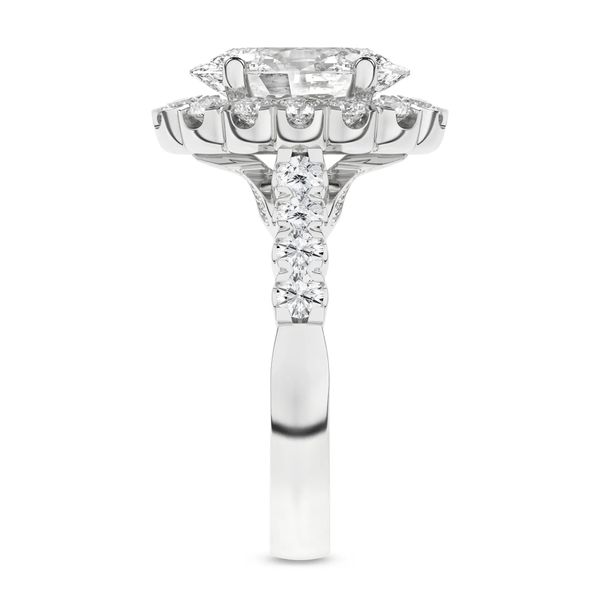 14K White Gold Lab Grown Diamond Oval Halo Engagement Ring Image 2 Gray's Jewelers Bespoke Saint James, NY