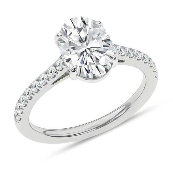 14K White Gold Lab Grown Diamond Oval Engagement Ring Image 2 Gray's Jewelers Bespoke Saint James, NY